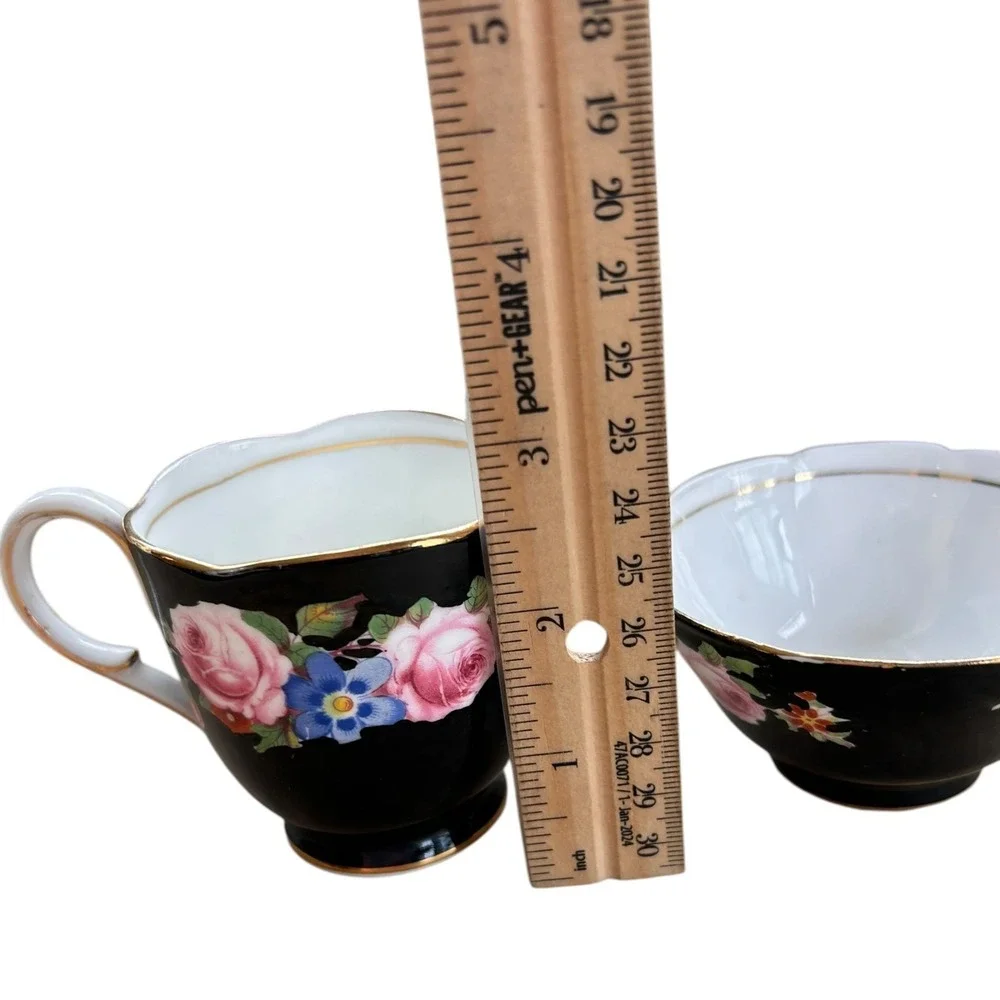 Paragon Sugar & Creamer Black floral